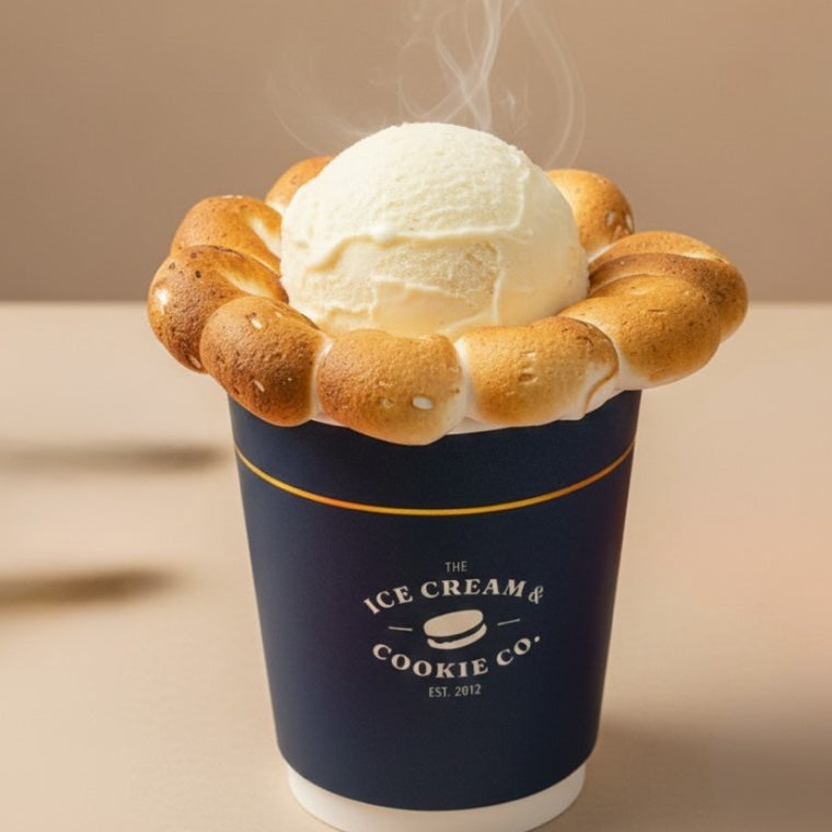 Bubble waffle with a scoop of ice cream