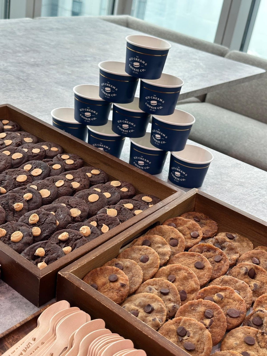 Custom ice cream cookie stand for an office event