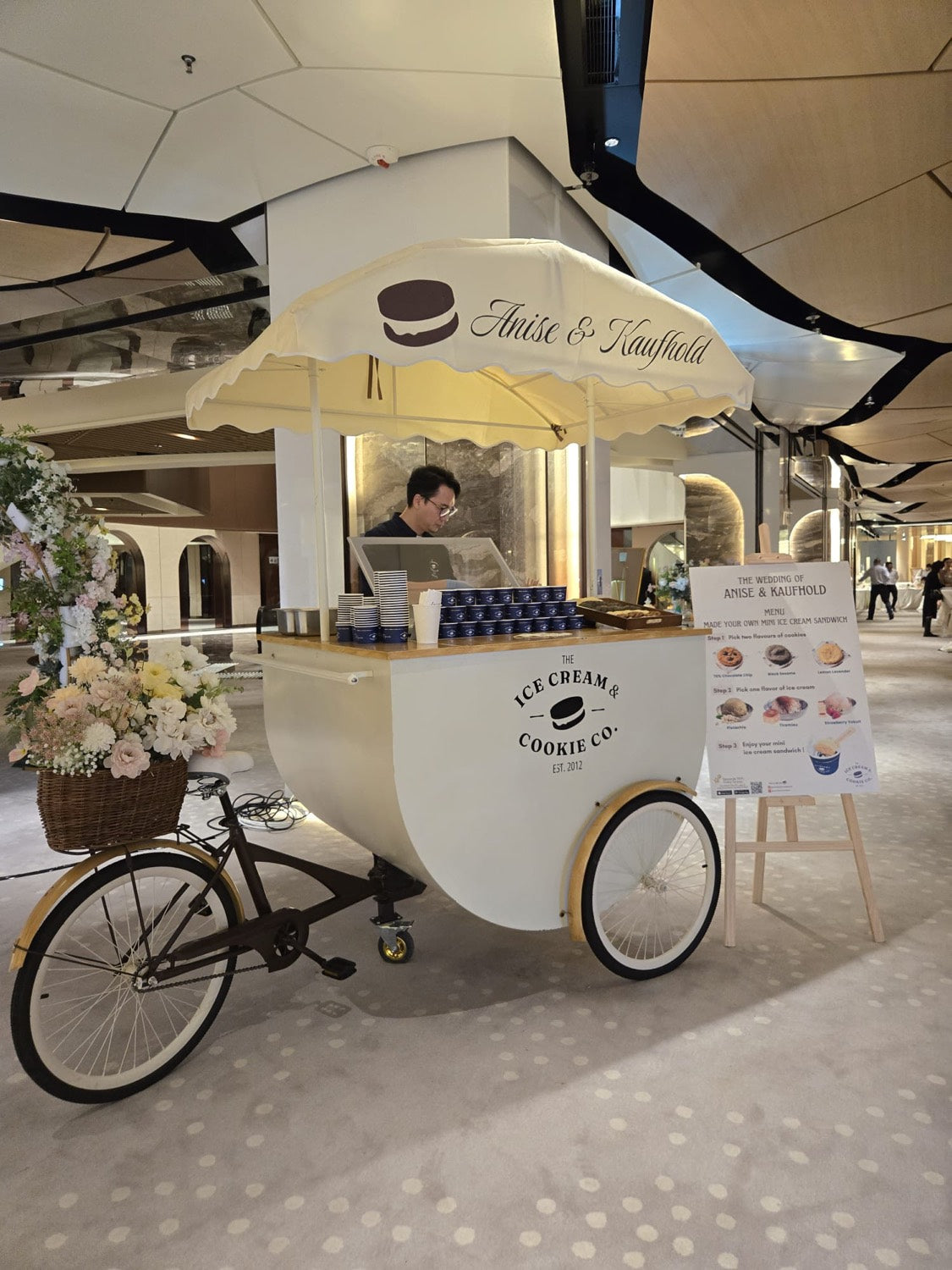 Wedding cart with florals